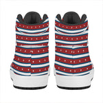 USA Striped Pattern Print High Top Leather Sneakers