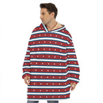 USA Striped Pattern Print Hoodie Blanket