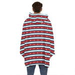 USA Striped Pattern Print Hoodie Blanket
