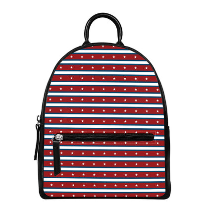 USA Striped Pattern Print Leather Backpack