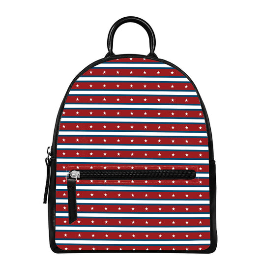 USA Striped Pattern Print Leather Backpack