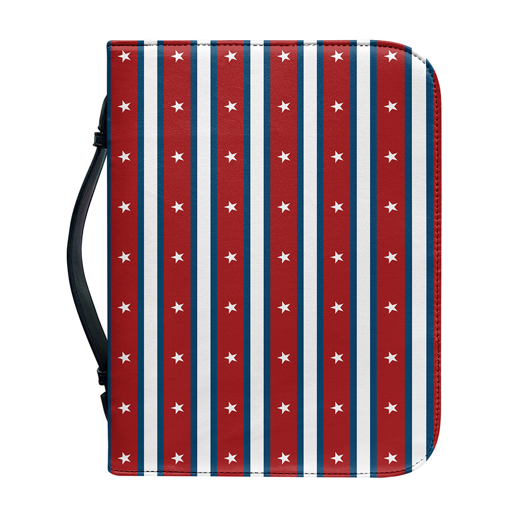 USA Striped Pattern Print Leather Bible Cover