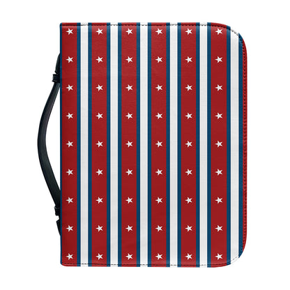 USA Striped Pattern Print Leather Bible Cover