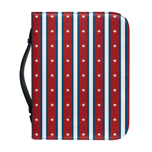 USA Striped Pattern Print Leather Bible Cover
