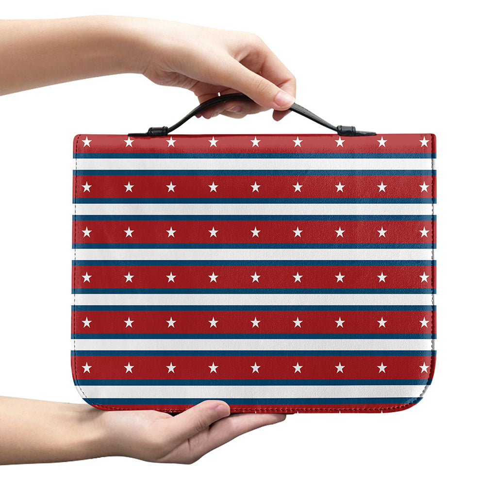 USA Striped Pattern Print Leather Bible Cover