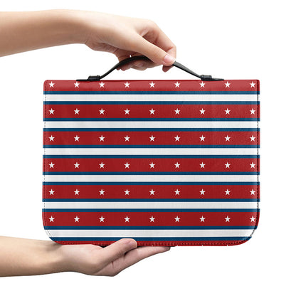 USA Striped Pattern Print Leather Bible Cover