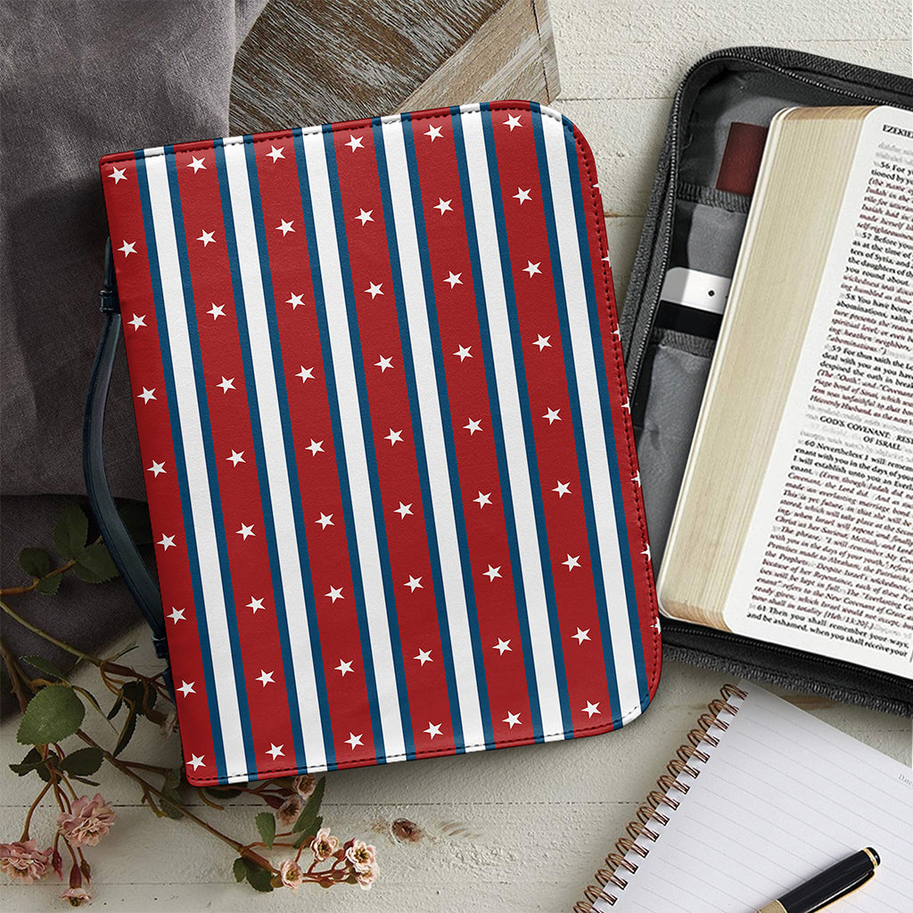 USA Striped Pattern Print Leather Bible Cover