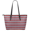 USA Striped Pattern Print Leather Tote Bag With Zipper