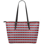 USA Striped Pattern Print Leather Tote Bag