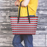 USA Striped Pattern Print Leather Tote Bag