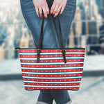 USA Striped Pattern Print Leather Tote Bag