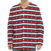 USA Striped Pattern Print Long Sleeve Baseball Jersey