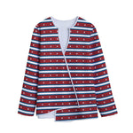 USA Striped Pattern Print Long Sleeve Short Coat