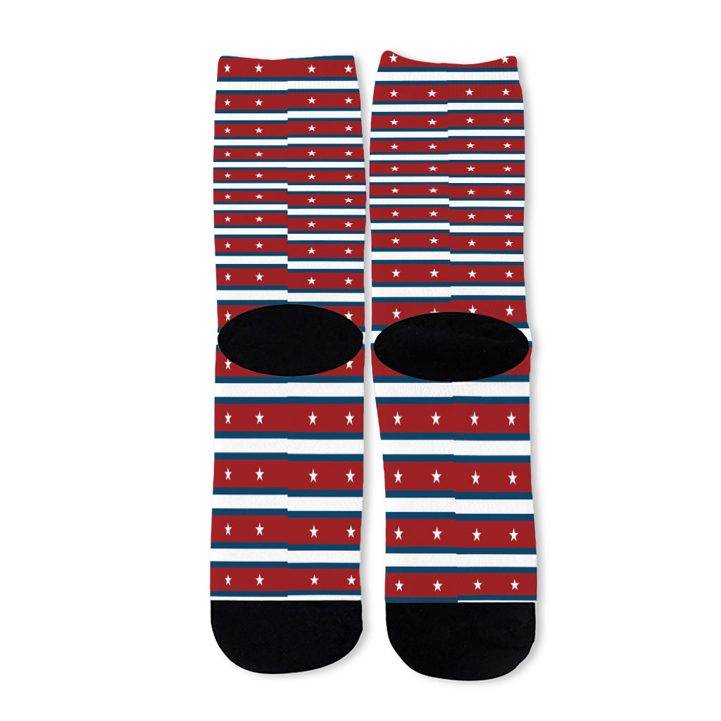 USA Striped Pattern Print Long Socks