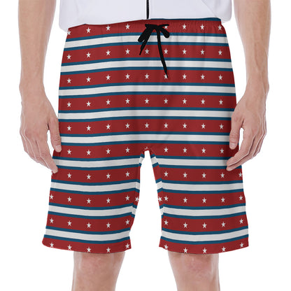 USA Striped Pattern Print Men's Beach Shorts