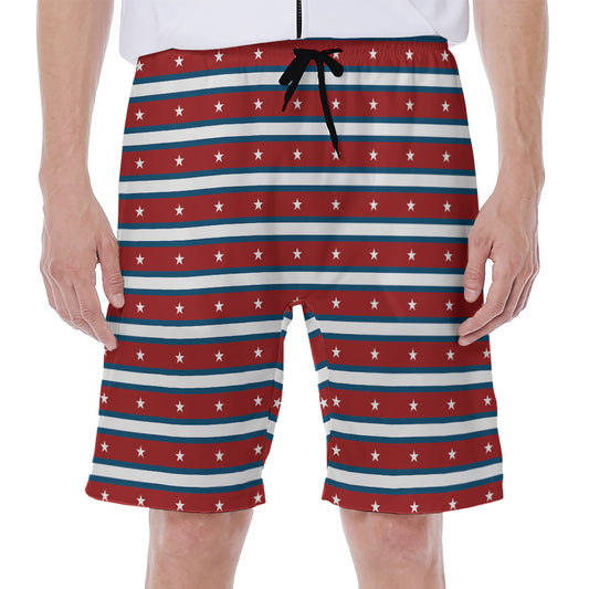 USA Striped Pattern Print Men's Beach Shorts