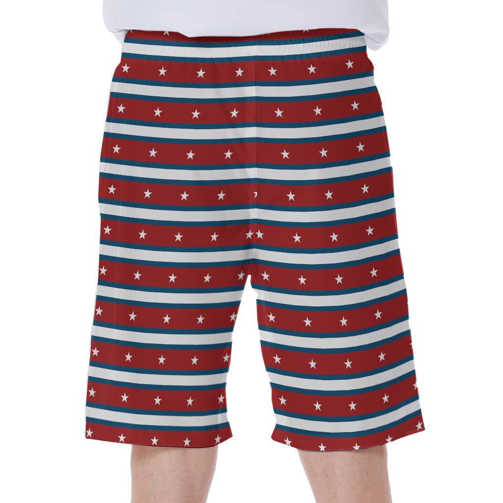 USA Striped Pattern Print Men's Beach Shorts