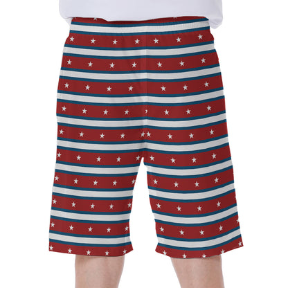 USA Striped Pattern Print Men's Beach Shorts