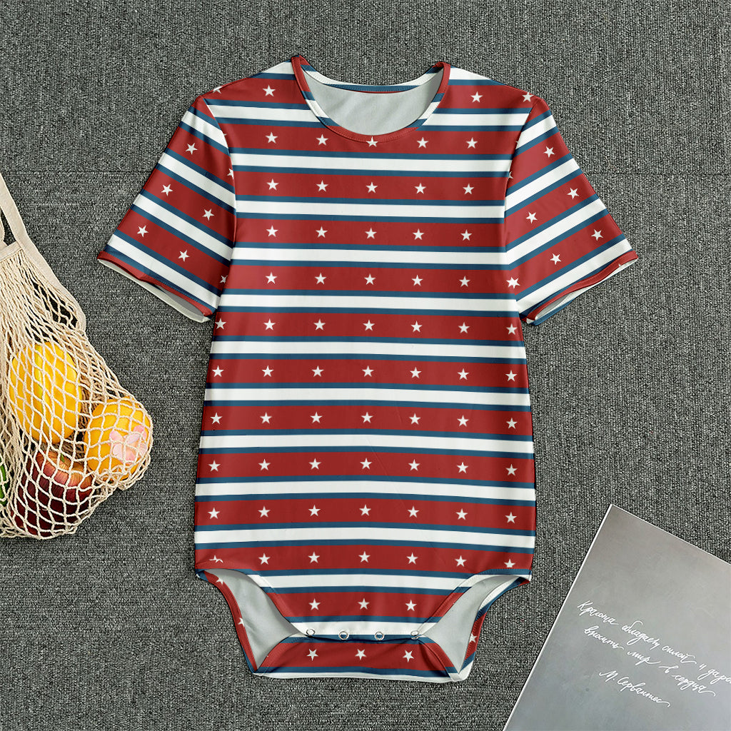 USA Striped Pattern Print Men's Bodysuit