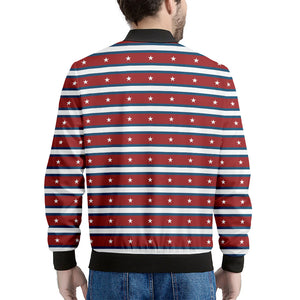 USA Striped Pattern Print Men's Bomber Jacket