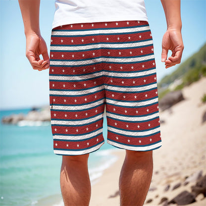 USA Striped Pattern Print Men's Cargo Shorts