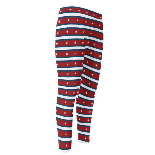 USA Striped Pattern Print Men's Compression Pants