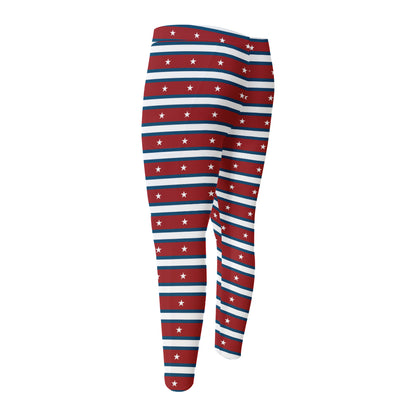 USA Striped Pattern Print Men's Compression Pants