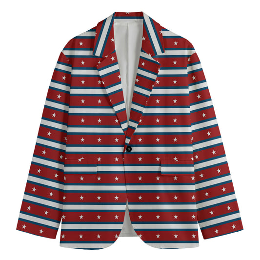 USA Striped Pattern Print Men's Cotton Blazer