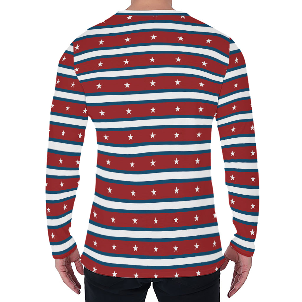 USA Striped Pattern Print Men's Long Sleeve T-Shirt