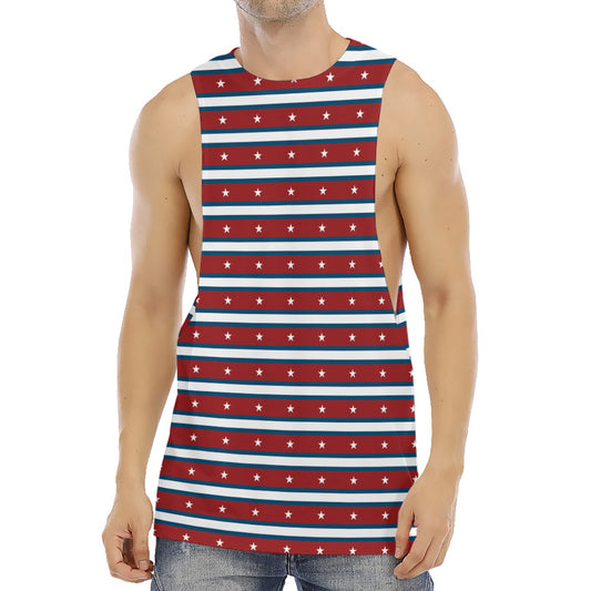 USA Striped Pattern Print Men's Muscle Tank Top