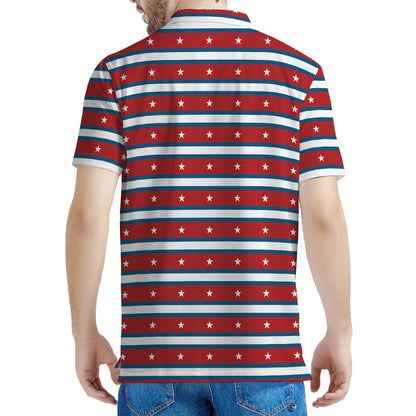 USA Striped Pattern Print Men's Polo Shirt