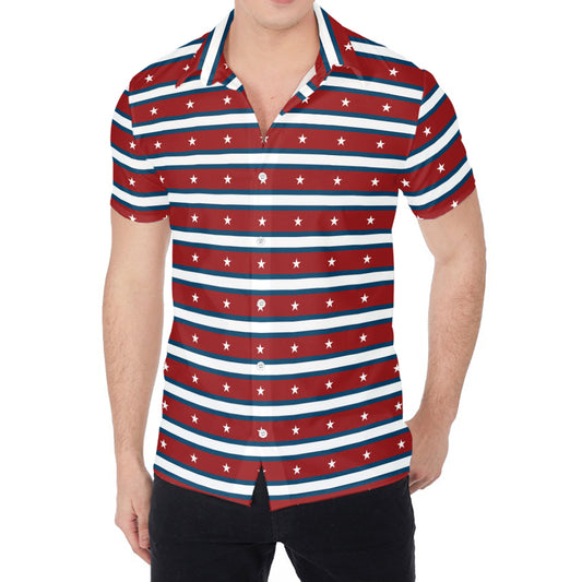 USA Striped Pattern Print Men's Shirt