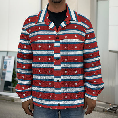 USA Striped Pattern Print Men's Shirt Jacket