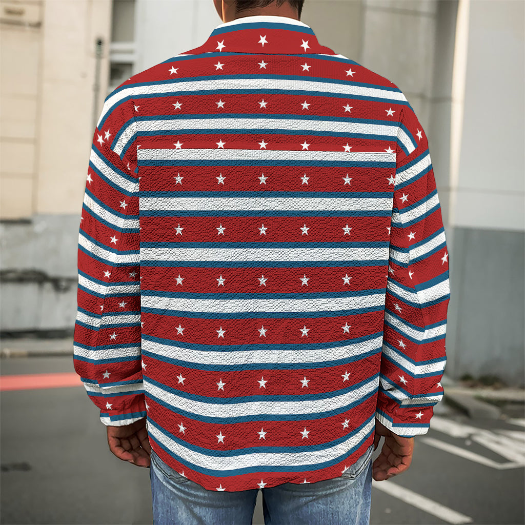 USA Striped Pattern Print Men's Shirt Jacket