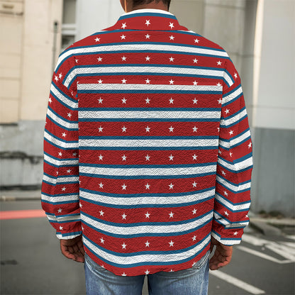 USA Striped Pattern Print Men's Shirt Jacket