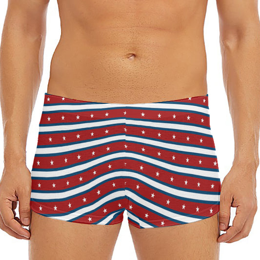 USA Striped Pattern Print Men's Short Boxer Briefs