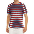 USA Striped Pattern Print Men's Short Sleeve Rash Guard