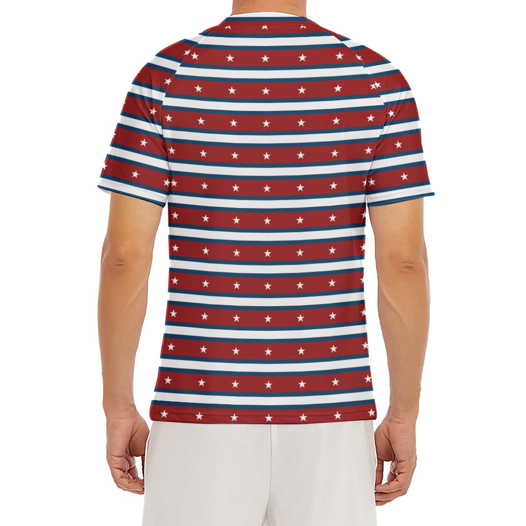 USA Striped Pattern Print Men's Short Sleeve Rash Guard