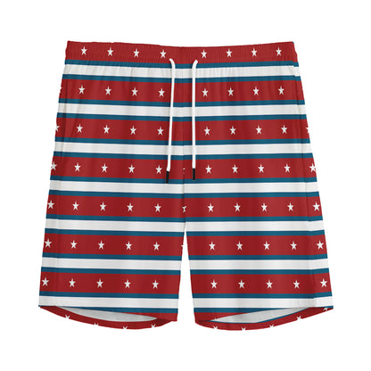 USA Striped Pattern Print Men's Sports Shorts