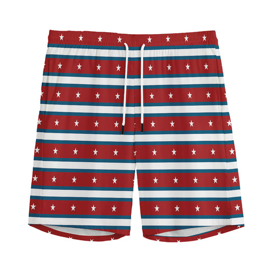 USA Striped Pattern Print Men's Sports Shorts
