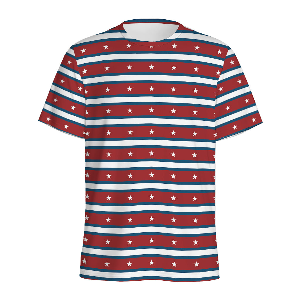 USA Striped Pattern Print Men's Sports T-Shirt