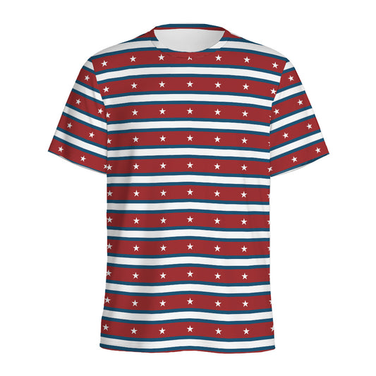 USA Striped Pattern Print Men's Sports T-Shirt