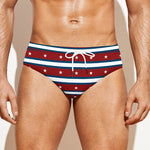 USA Striped Pattern Print Men's Swim Briefs