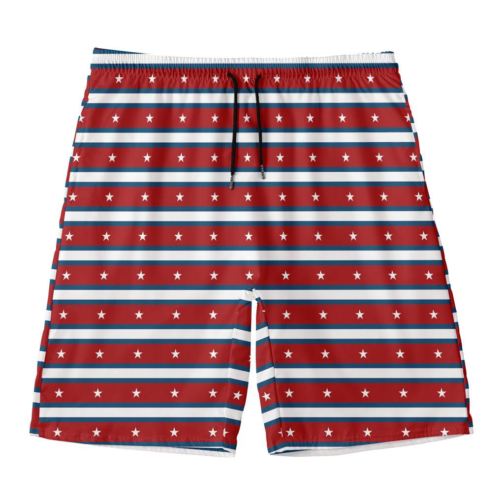 USA Striped Pattern Print Men's Swim Trunks