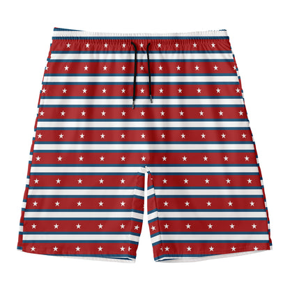 USA Striped Pattern Print Men's Swim Trunks