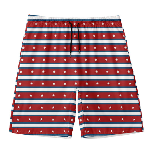 USA Striped Pattern Print Men's Swim Trunks