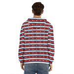 USA Striped Pattern Print Men's Velvet Pullover Hoodie
