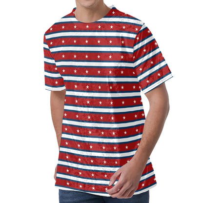 USA Striped Pattern Print Men's Velvet T-Shirt