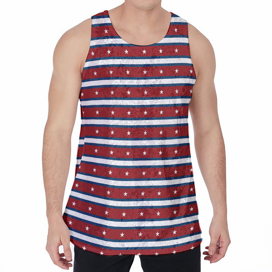 USA Striped Pattern Print Men's Velvet Tank Top