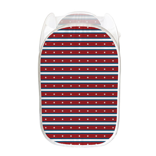 USA Striped Pattern Print Mesh Laundry Hamper